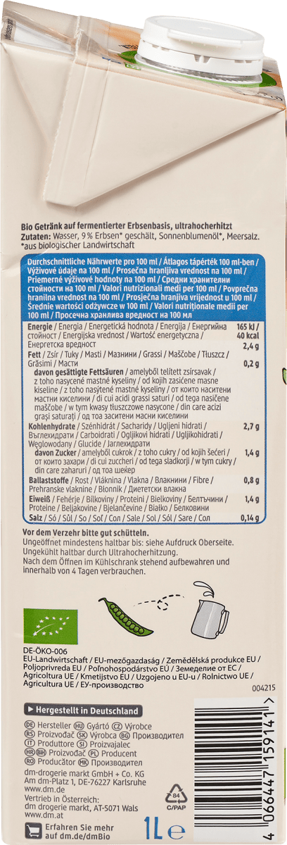Pflanzendrink, Barista Erbsen, 1 l