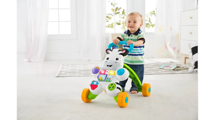 Fisher-Price Lern mit mir Zebra-Lauflernwagen, Baby Lauflernhilfe, Laufwagen