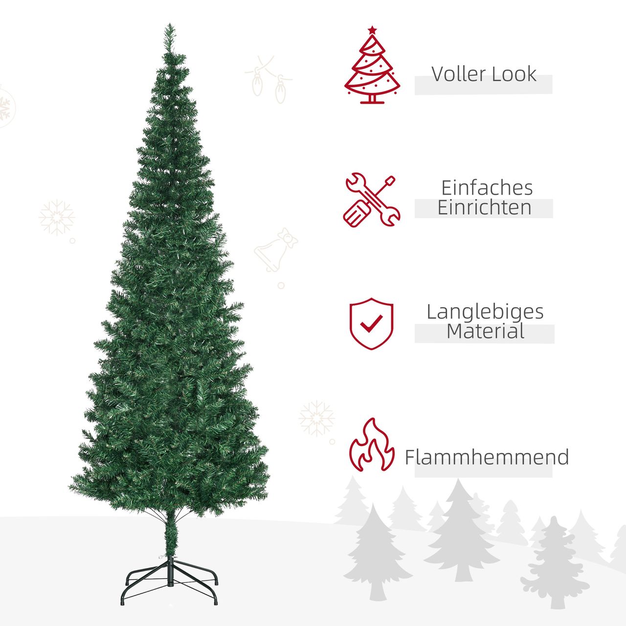 HOMCOM Weihnachtsbaum Christbaum Kunsttanne Tannenbaum mit Metallfuß