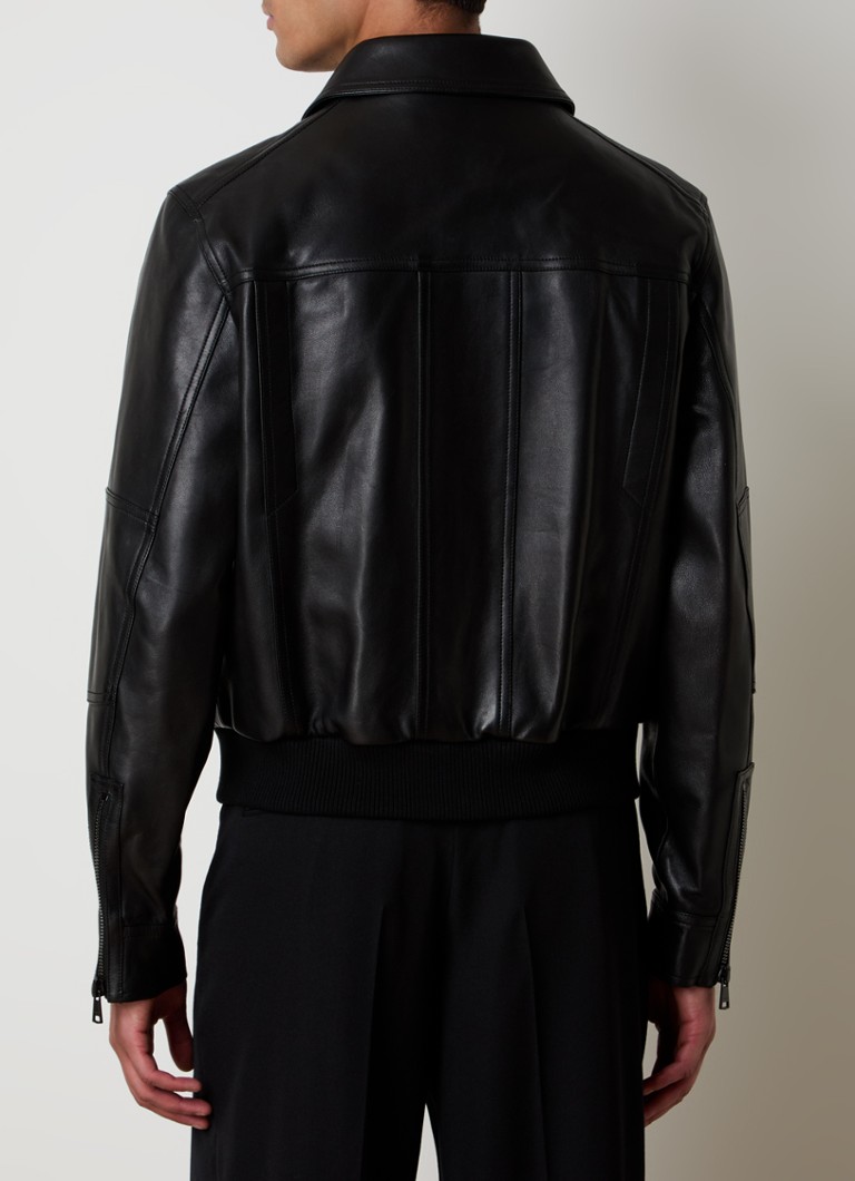 Jachetă Balmain din piele de miel cu buzunare cu clapă