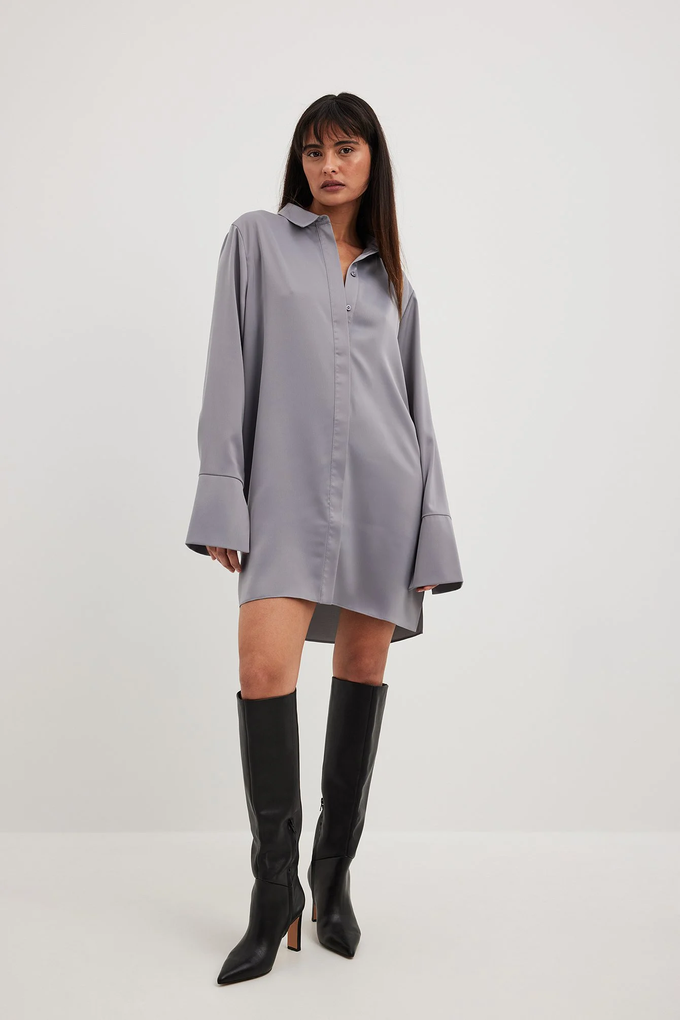 Satin-Shirt-Minikleid