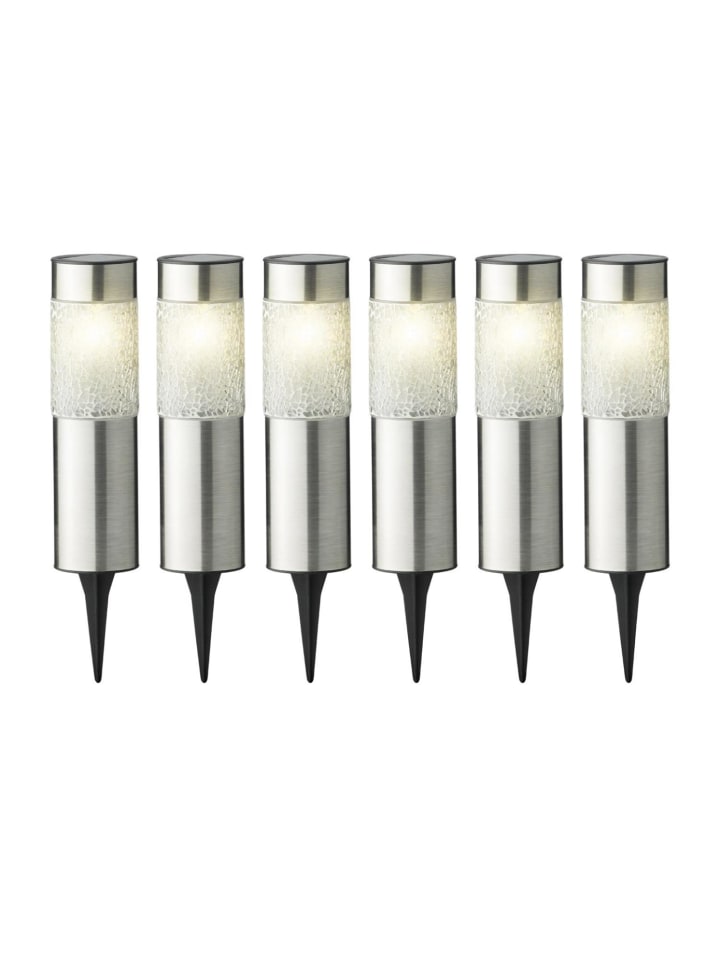MARELIDA 6er Set Solar Wegleuchten Mosaik mit Erdspieß in silber - H: 22cm günstig kaufen onesize