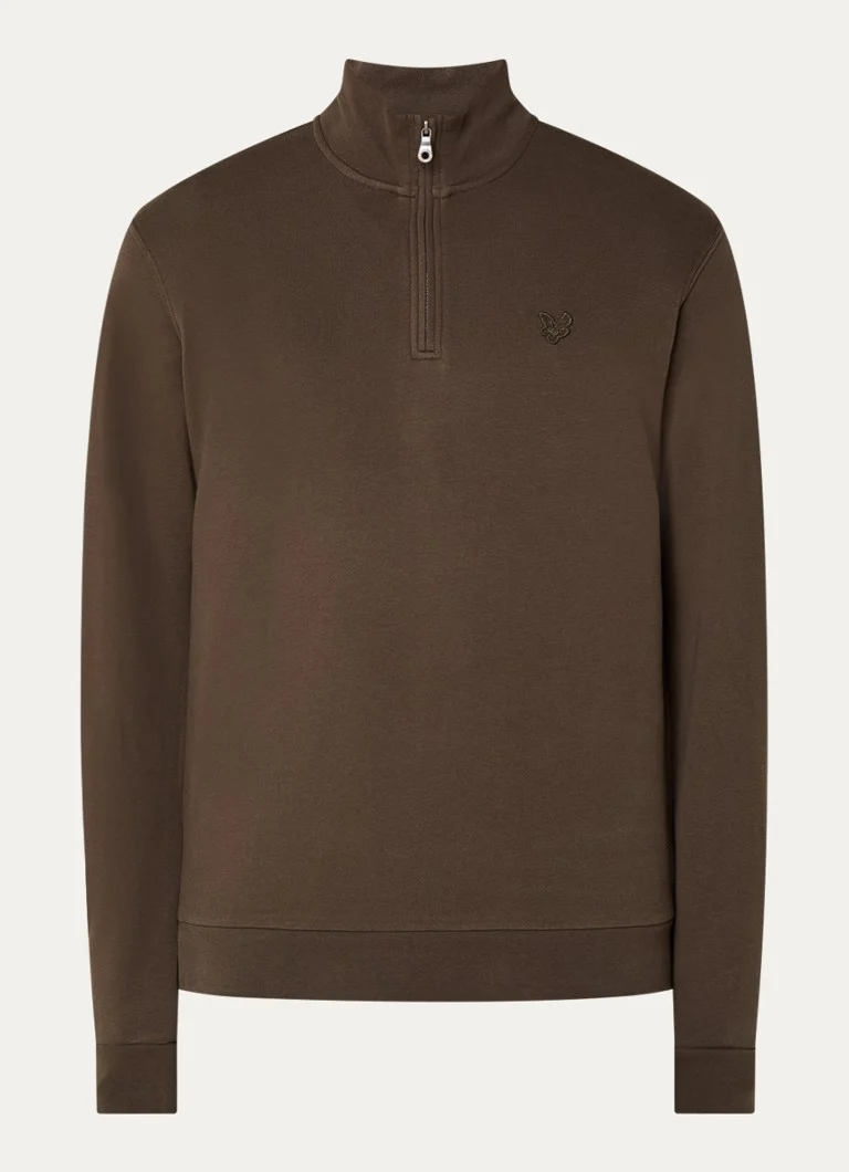 Lyle & Scott Tonal sweater with half zip and logo embroidery