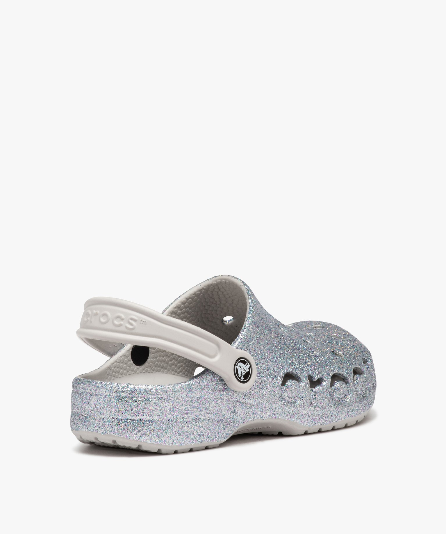 Sabots souples femme dessus perforé à paillettes - Crocs argent | GEMO