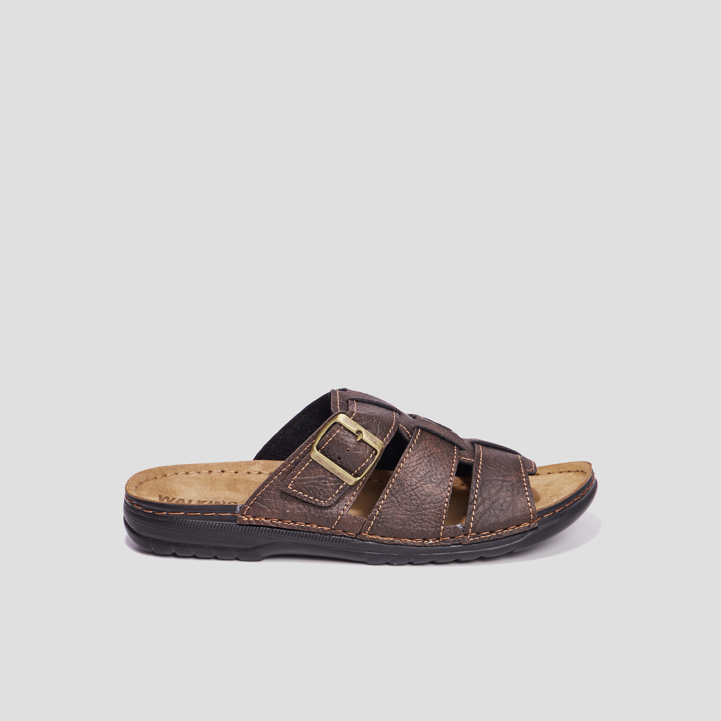 Mules en cuir Walking Gierom marron homme | La Halle