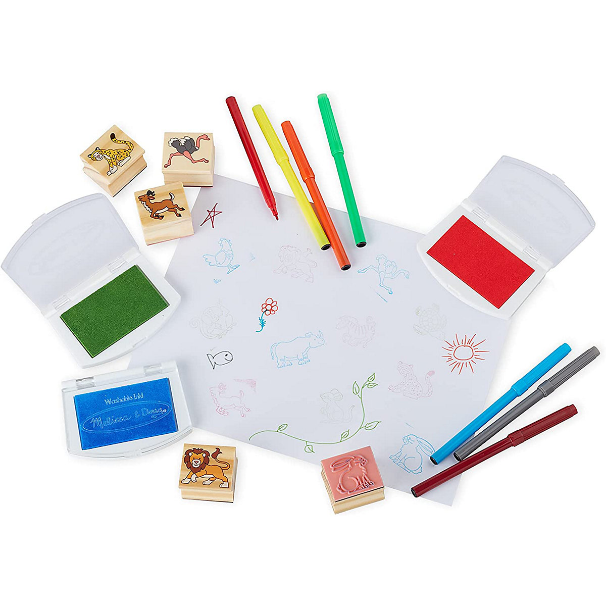 Holzstempel mit Tiermotiven, 50-teilig. Jumbo Deluxe Wooden Stamp Set