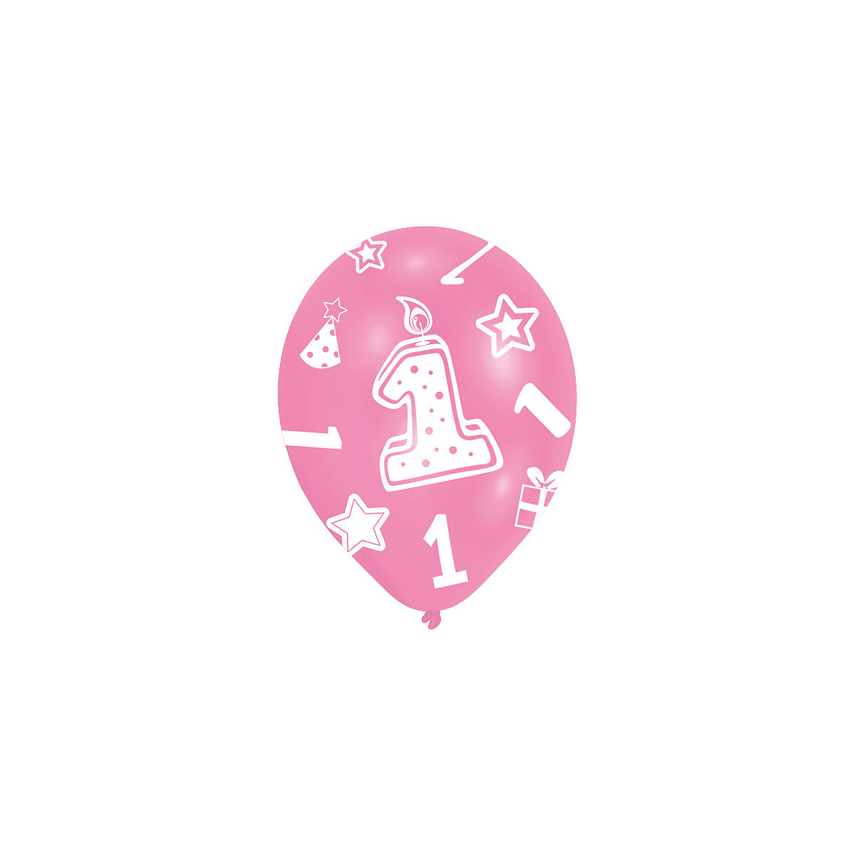 Latexballons Zahl 1, 6 Stück pink
