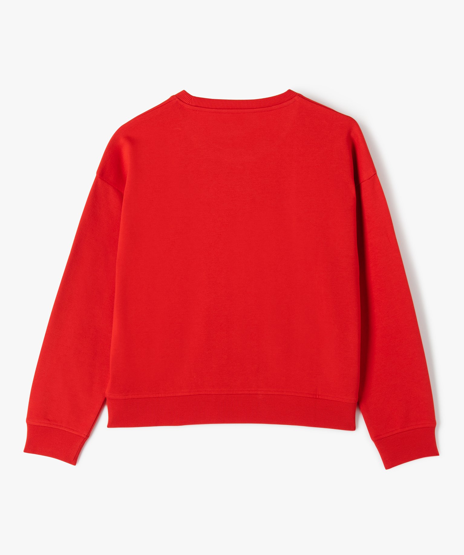 Sweat molletonné avec inscription brodée fille rouge | GEMO