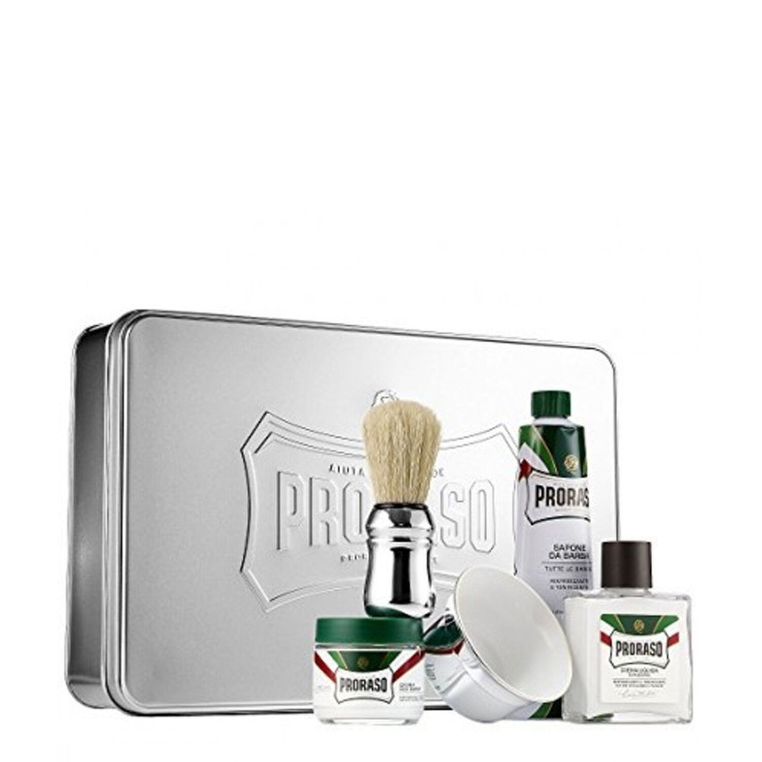 Proraso Complet Boîte Métal Coffret Crème Avant-Rasage 100 ml +4 Produits