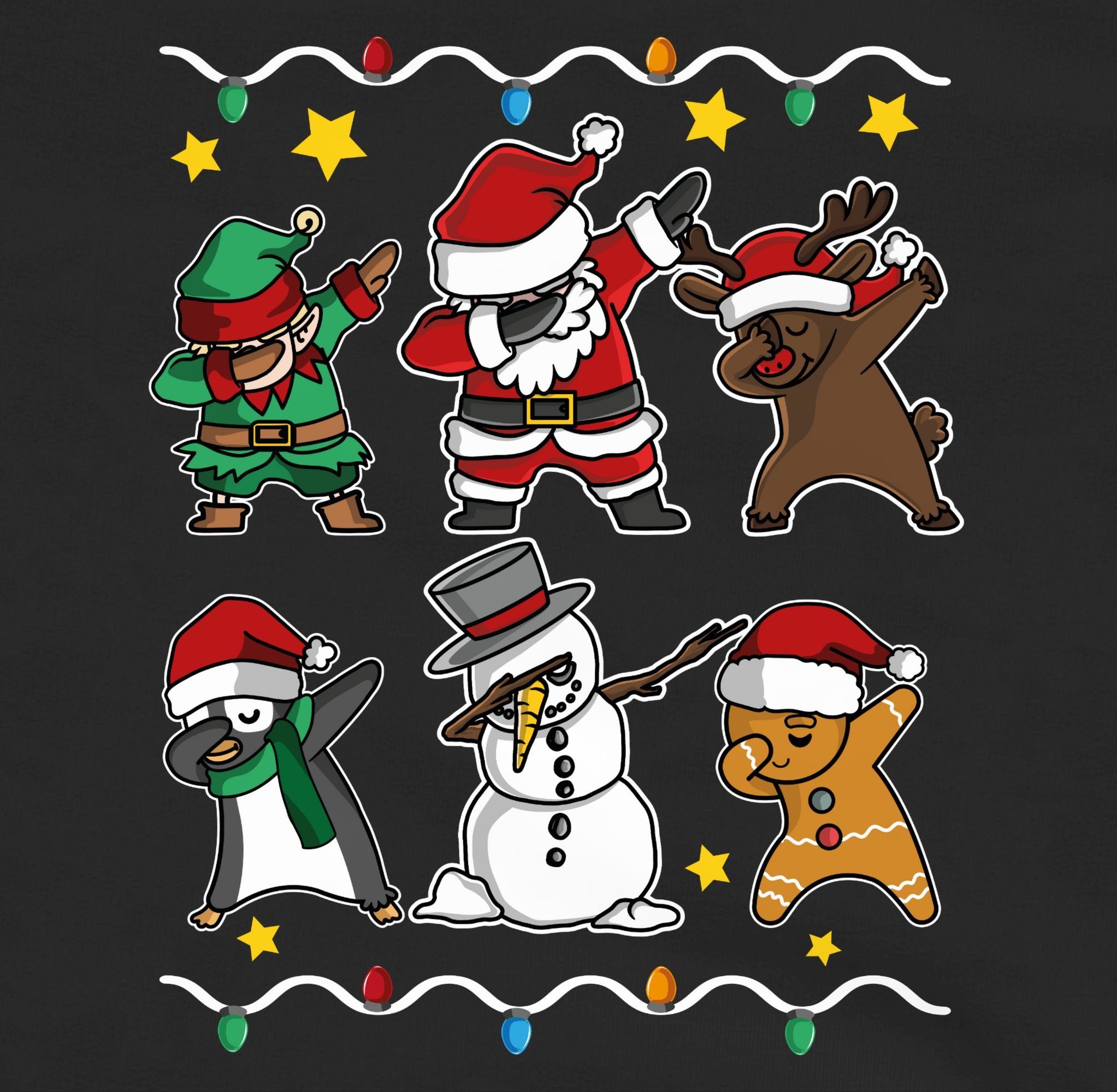 Shirtracer Hoodie Dabbing Weihnachtsfiguren Schneemann Weihnachtsmann Rentier Weihnachten Kleidung Kinder