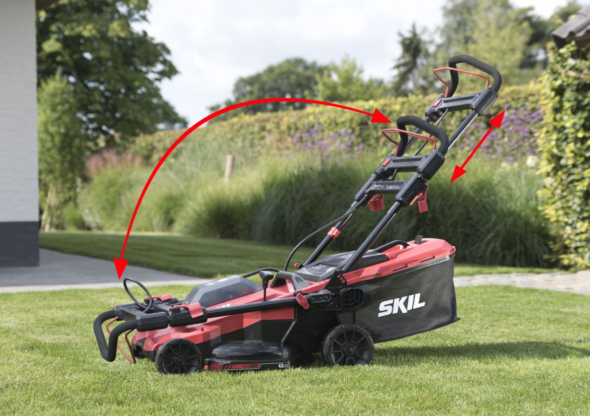 SKIL GM1E0140BA akkuruohonleikkuri 43 cm, 2 x 20 V, harjaton, sis. 2 x 4,0 Ah akun ja laturin