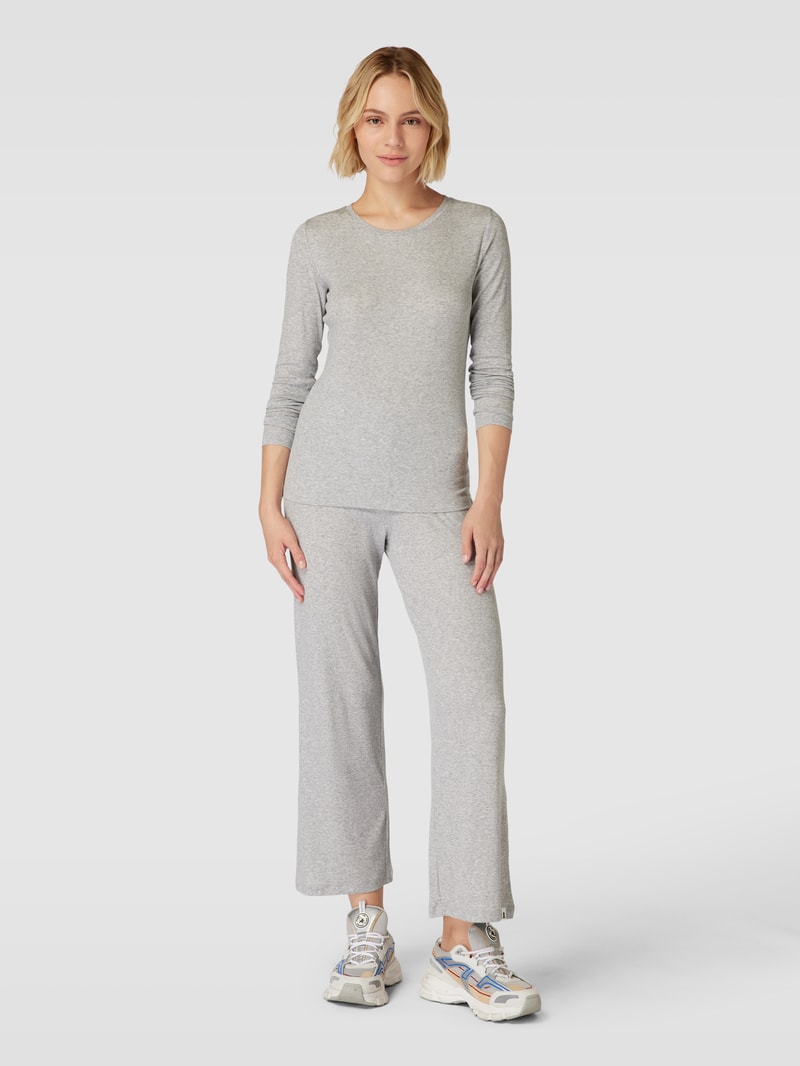 Longsleeve mit Rundhalsausschnitt Modell 'Jaaleaa' in mittelgrau