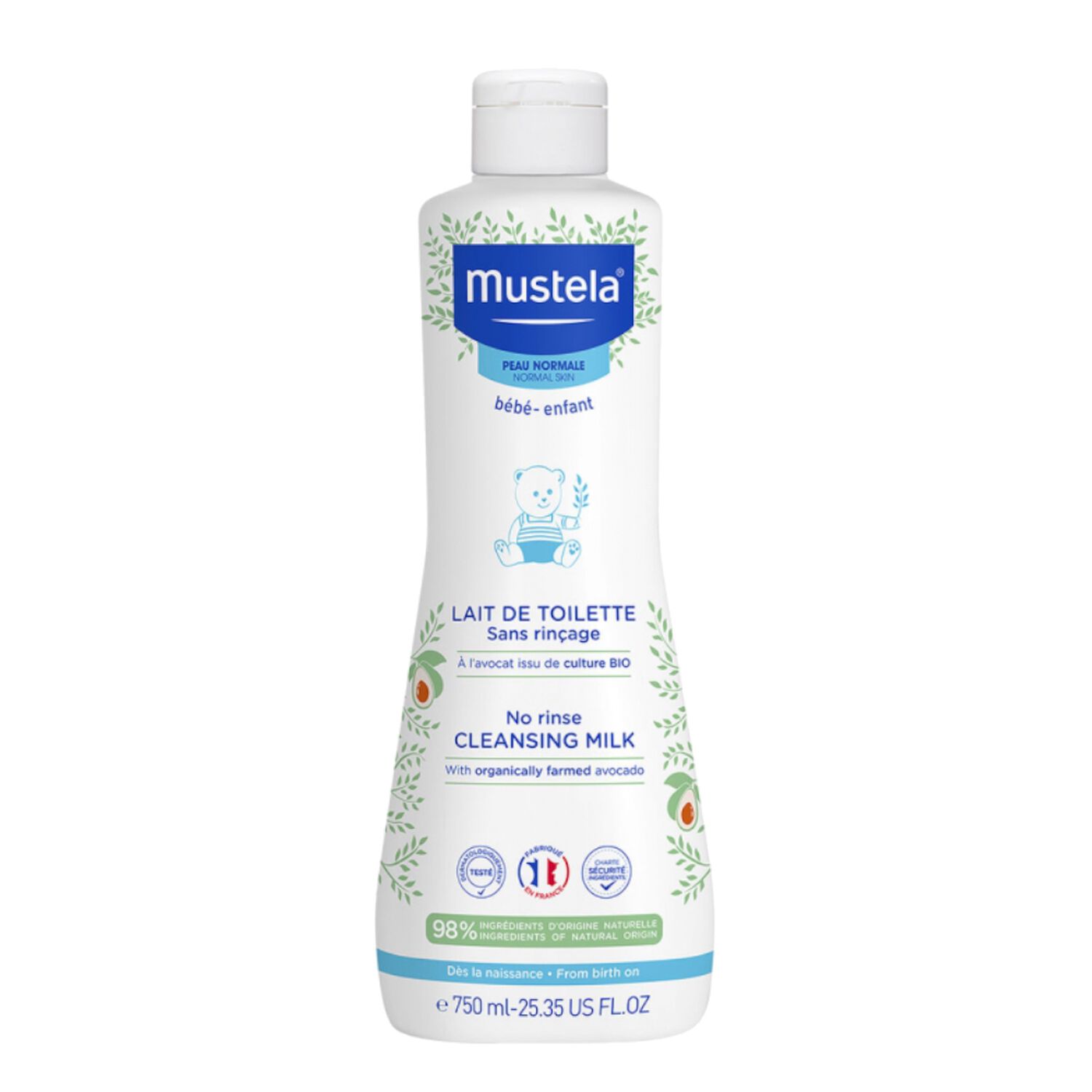 Mustela Lait de Toilette sans Rinçage A L'Avocat Bio