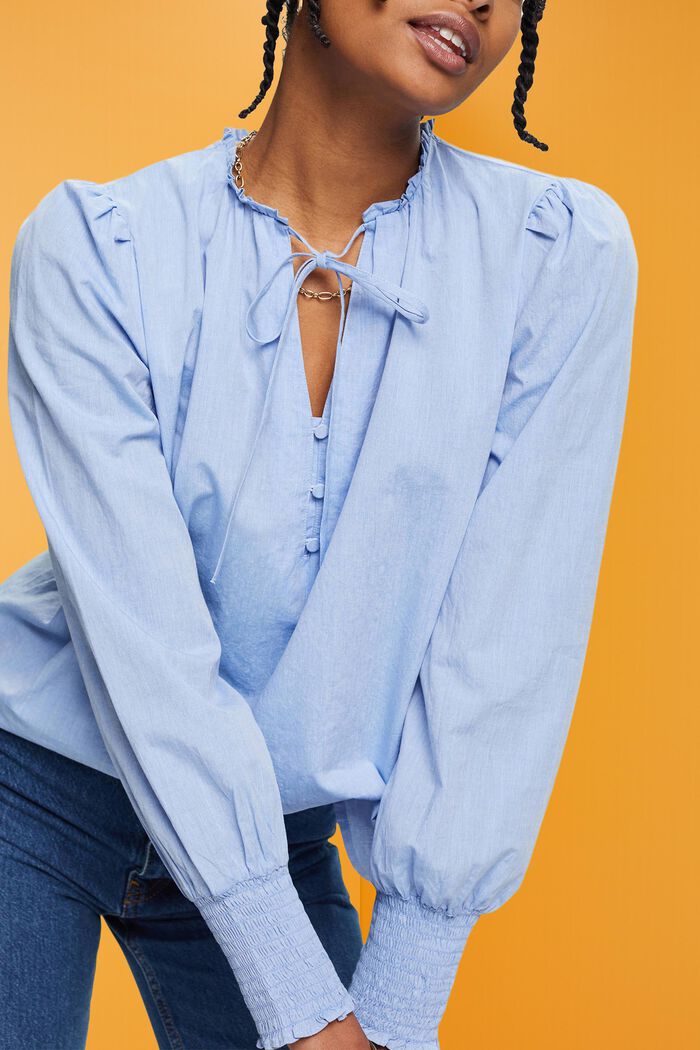 Baumwollbluse mit Bindedetail