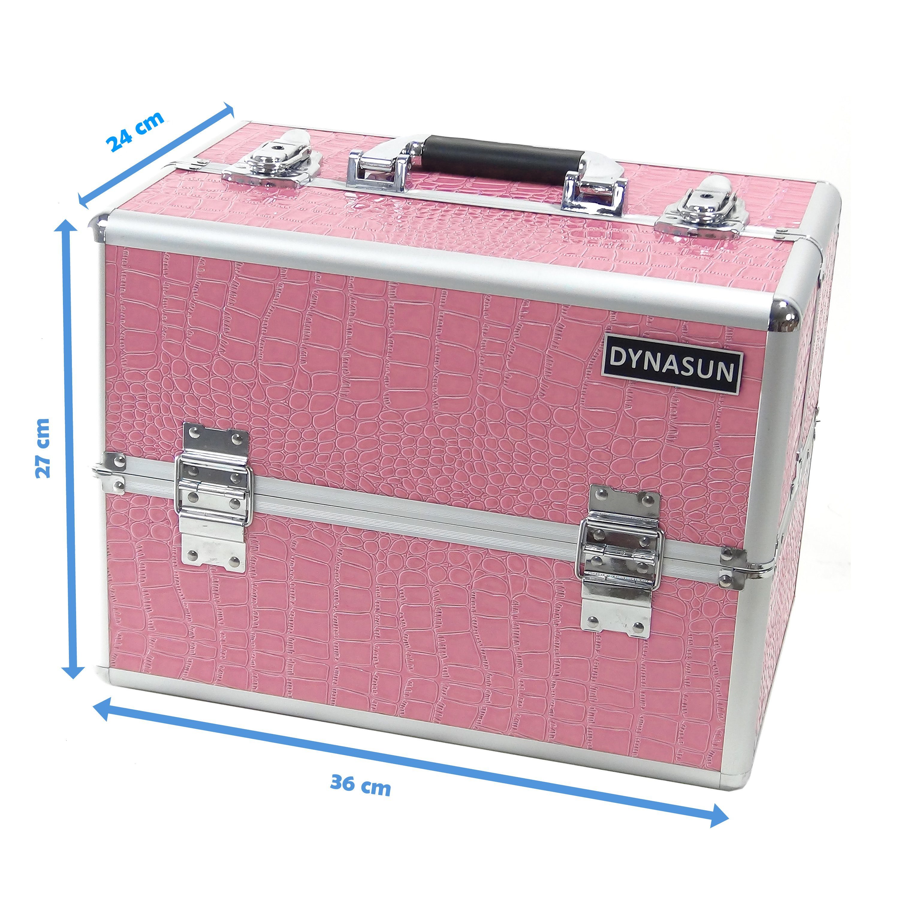 Dynasun Beautycase BS35 PINK CROC, Beautycase Krokodilmuster Kosmetikkoffer Schmuckfach