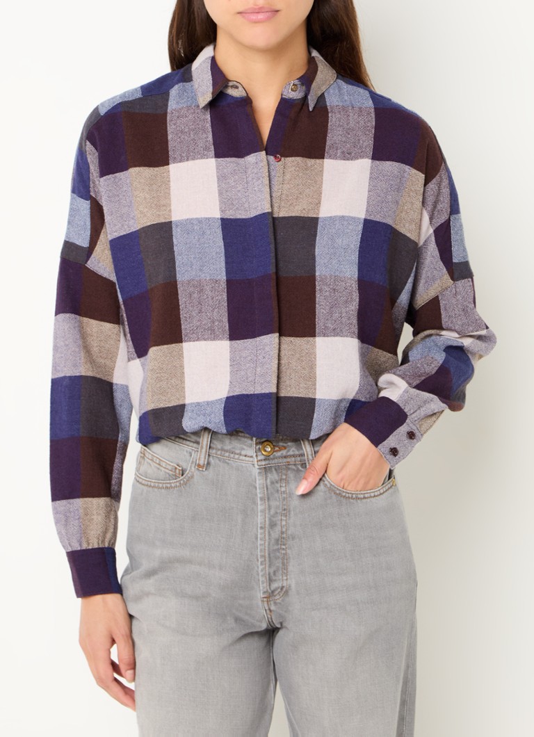 Sessùn Deliwool blouse in wool blend with checked design
