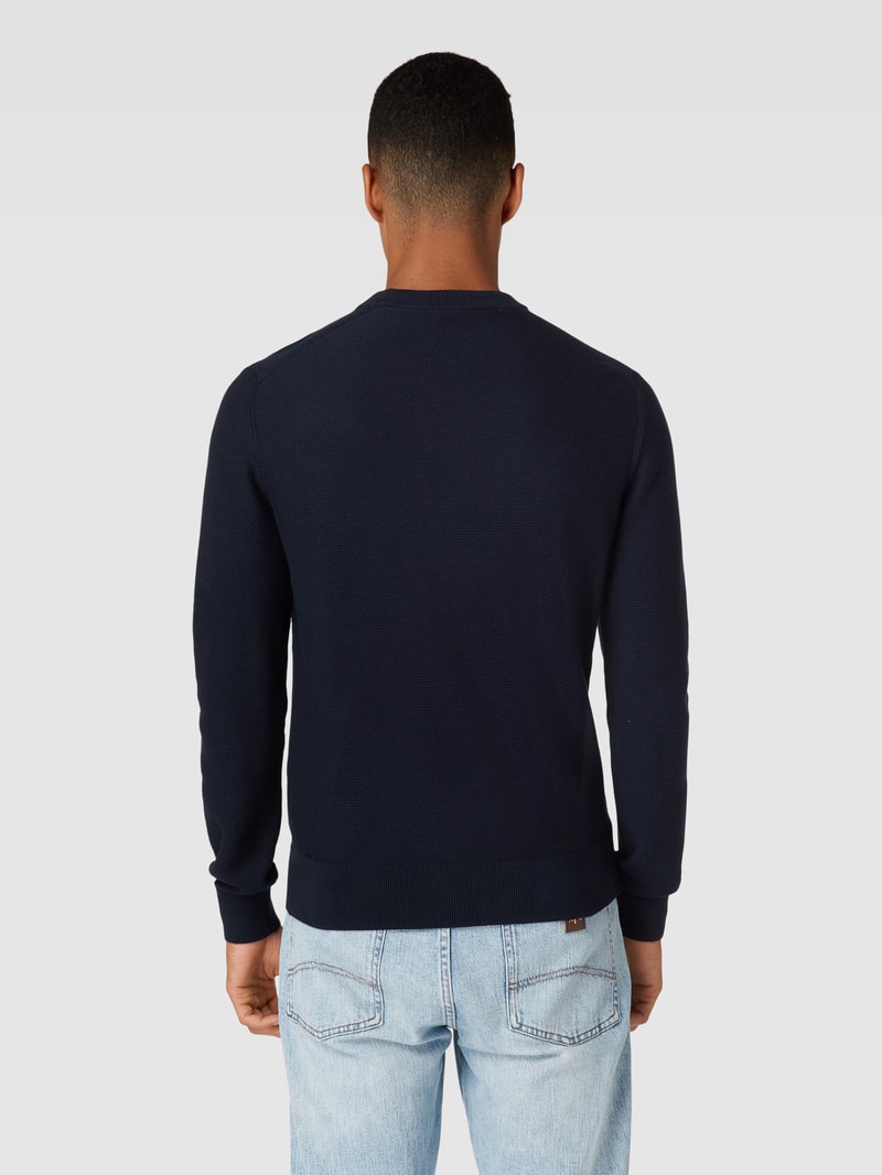 Strickpullover mit Label-Patch Modell 'Katoural' in dunkelblau