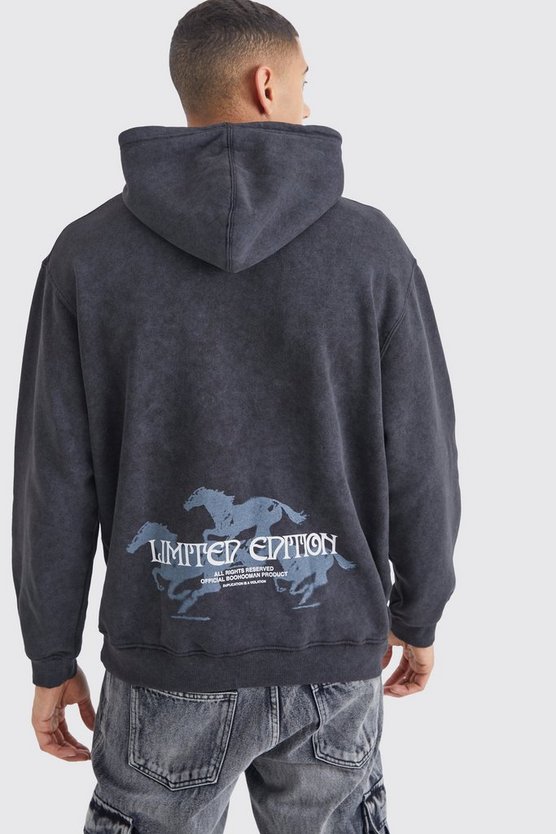 Oversize Hoodie mit Acid-Waschung und Print