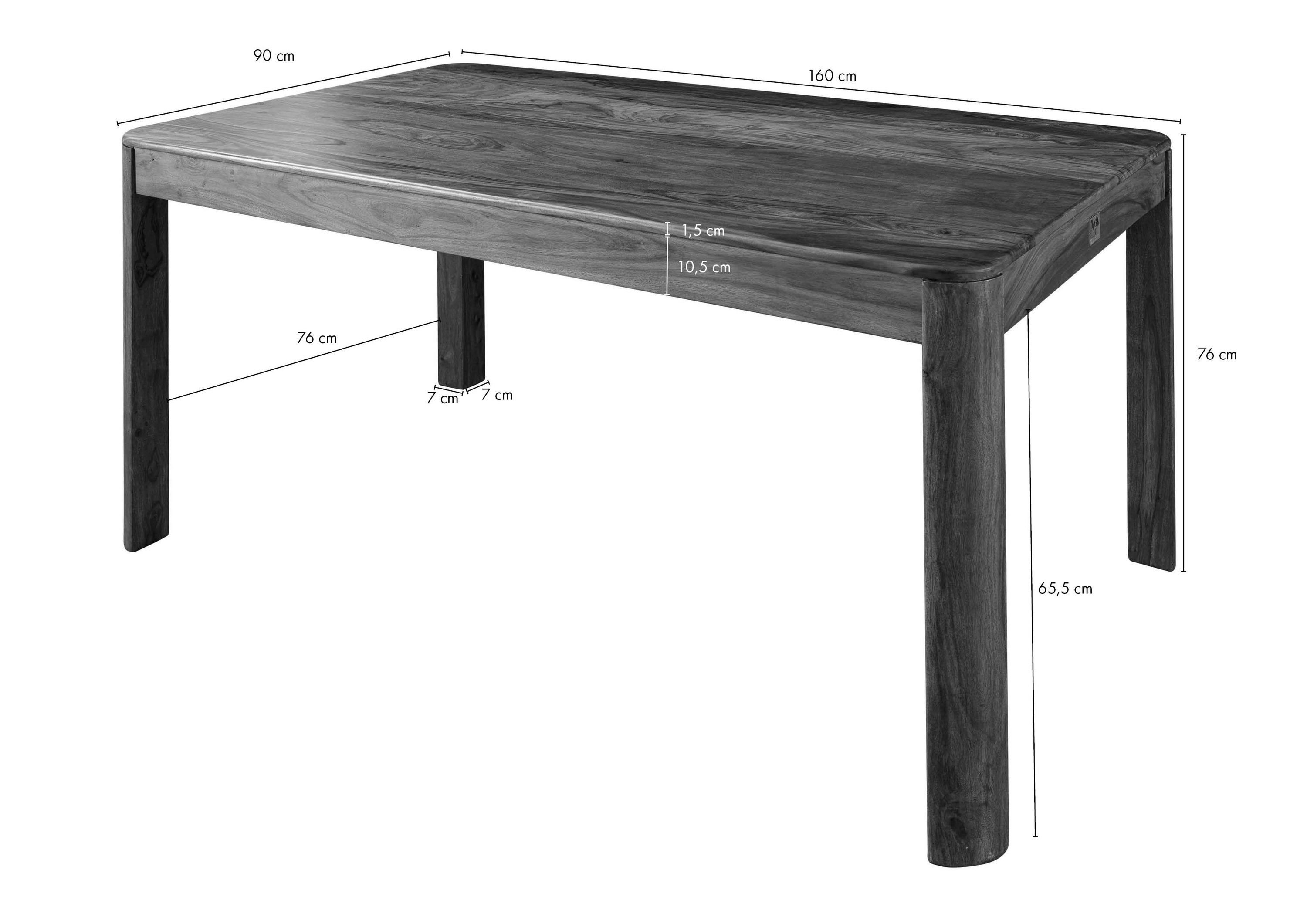 Massivmoebel24 Esstisch Esstisch Sheesham 160x90x76 smoked cherry gebeizt TORONTO #124