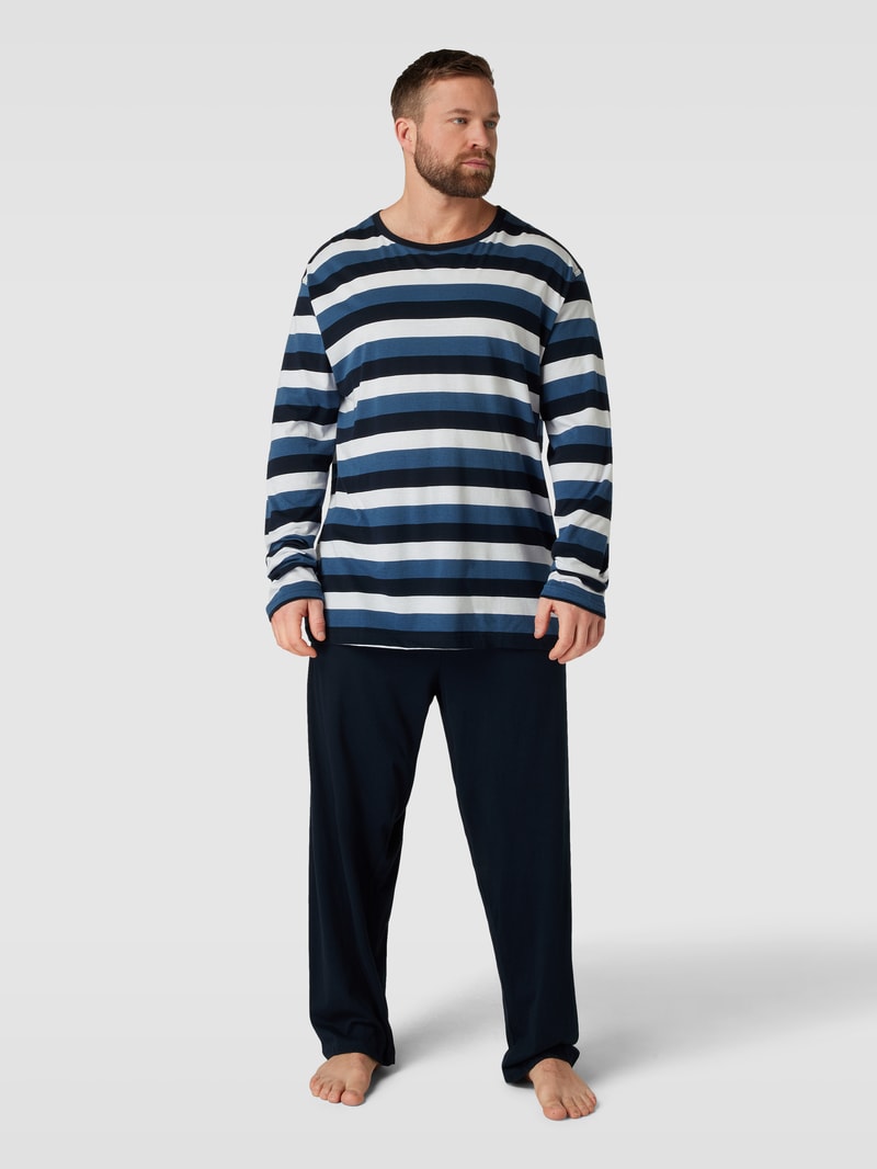 PLUS SIZE Pyjama mit Streifenmuster Modell 'MELBOURNE' in blau