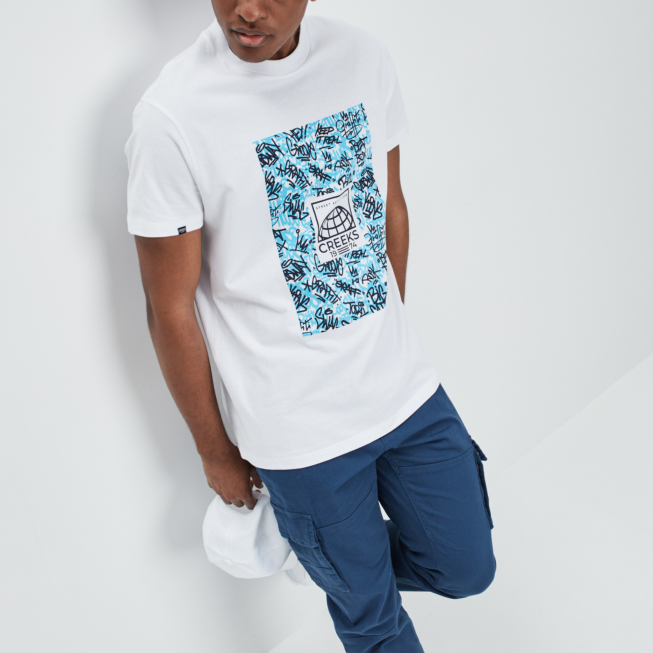 T-shirt manches courtes Creeks ivoire homme | La Halle