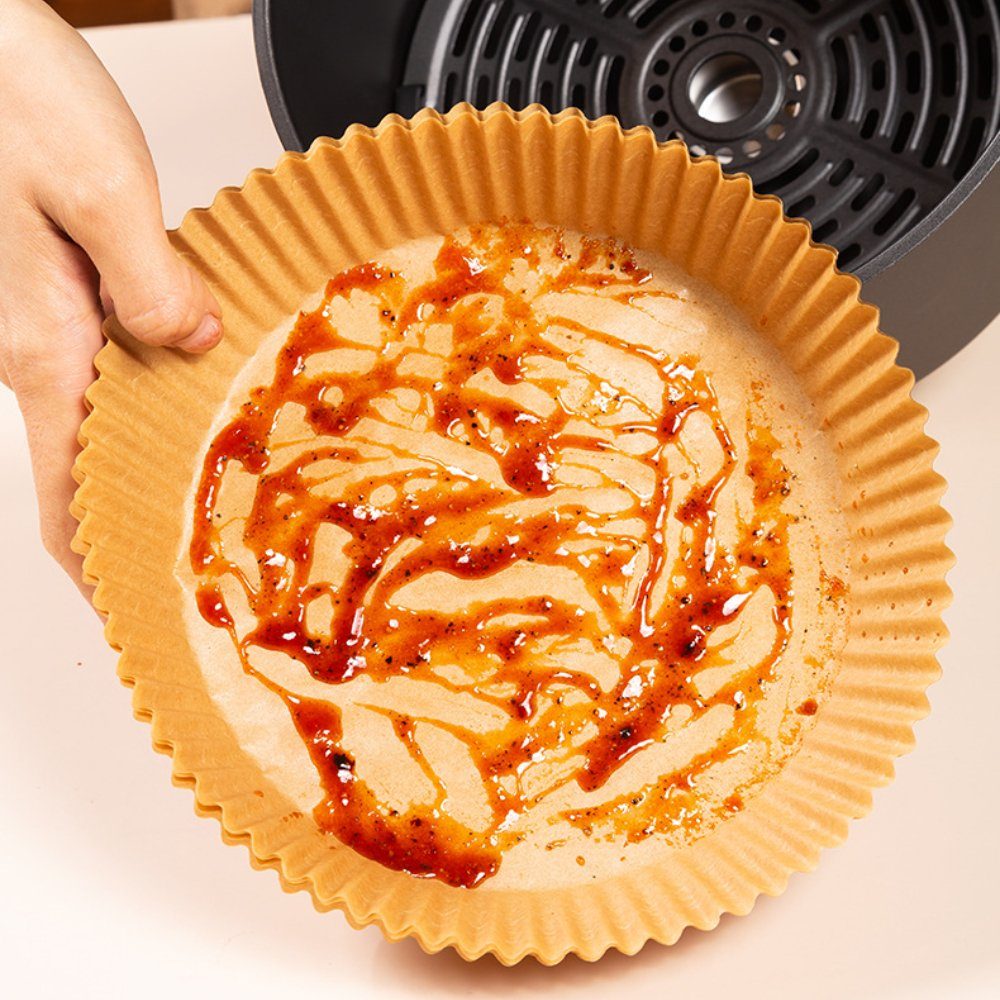 Yunnker Backpapier 100 Stück Backpapier für Heißluftfritteuse, Airfryer Backpapier, 16cm*4.5cm Geeignet für 3–4,5 l Heißluftfritteuse