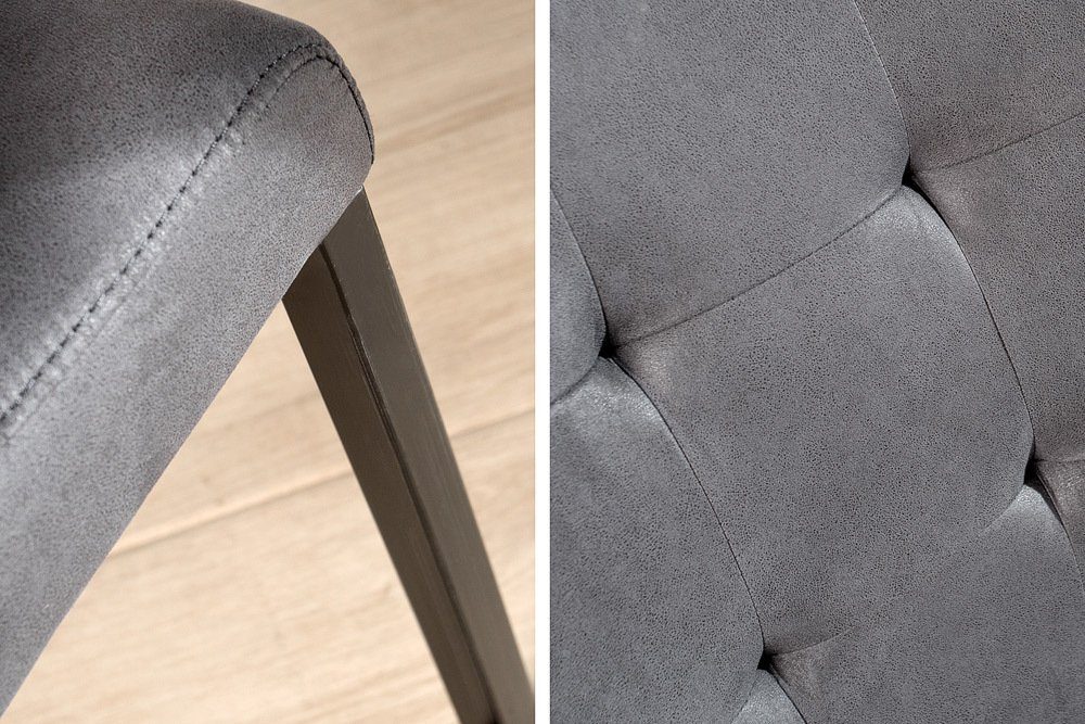 riess-ambiente Freischwinger OXFORD vintage grau / schwarz, Esszimmer · Microfaser · Metall · Industrial Design