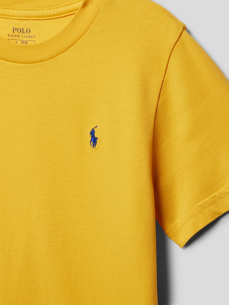 T-Shirt mit Label-Stitching in camel