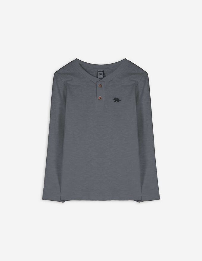 Langarmshirt - Henley-Ausschnitt