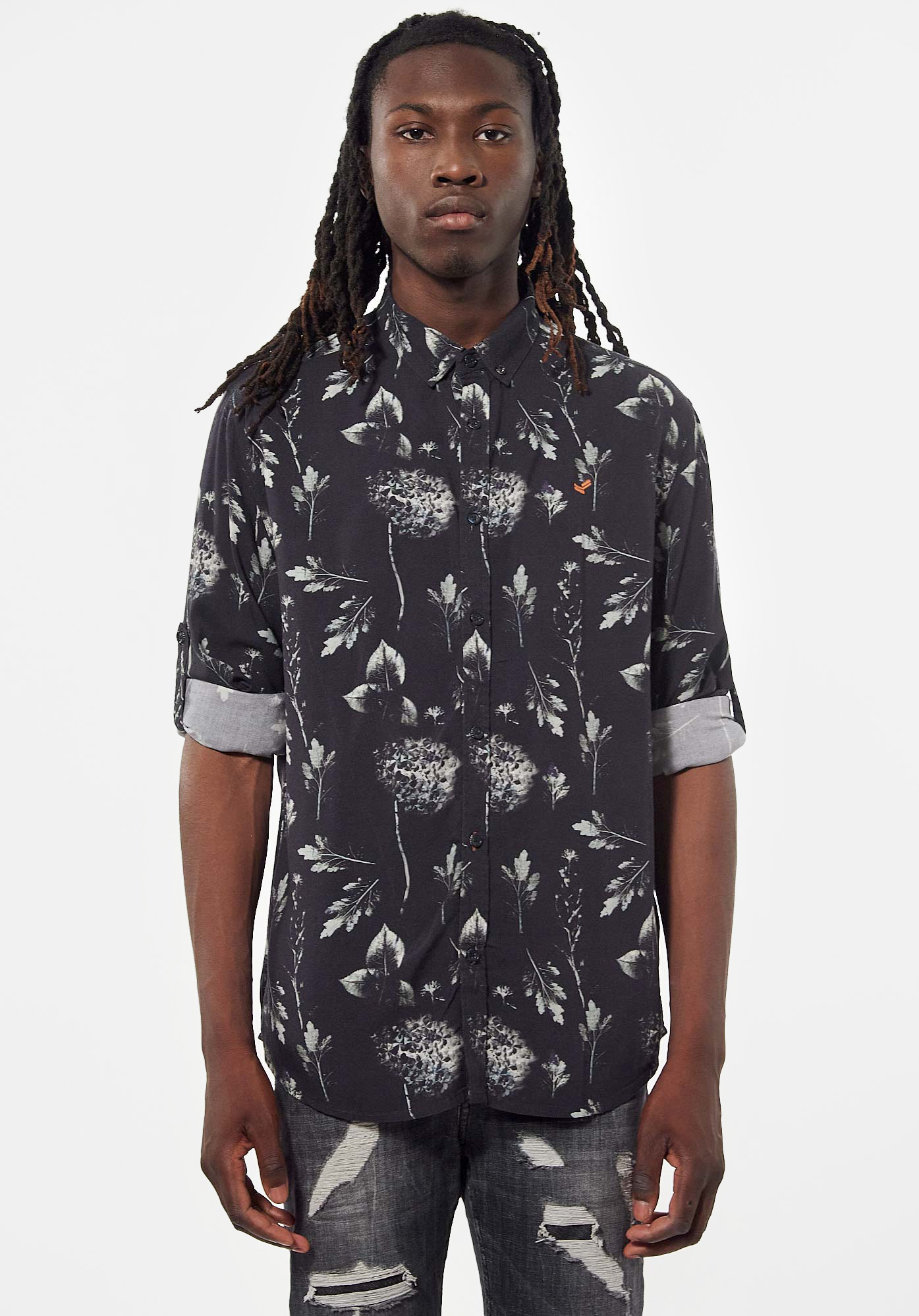 TIMMY  Chemise fleurie noire Homme