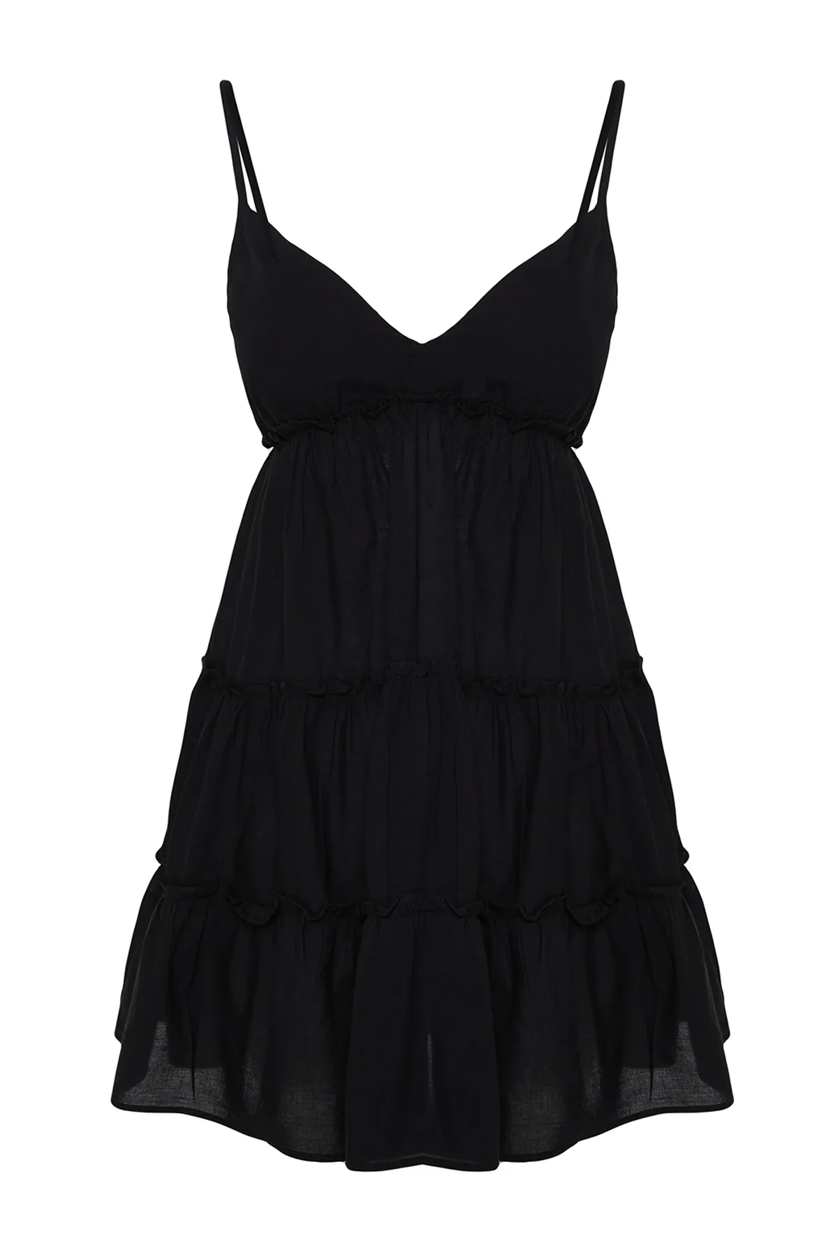 Trendyol Collection  Schwarzes Mini-Strandkleid aus 100 % gewebter Baumwolle TBESS24EL00069
