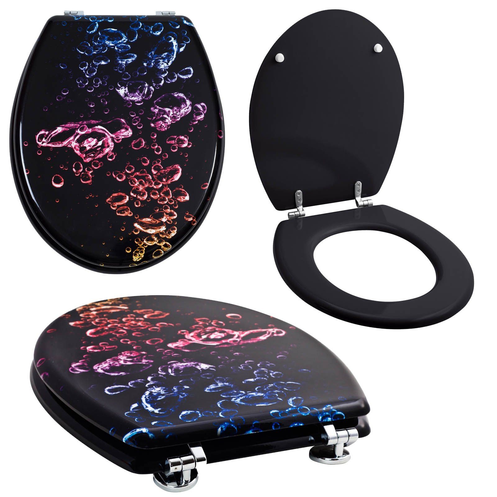 Grafner WC-Sitz WC Sitz mit Absenkautomatik Motiv Colored Bubbles Toilettendeckel, mit Absenktautomatik