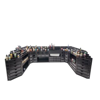 Black Paint Rack: Eckteil mit Schubladen