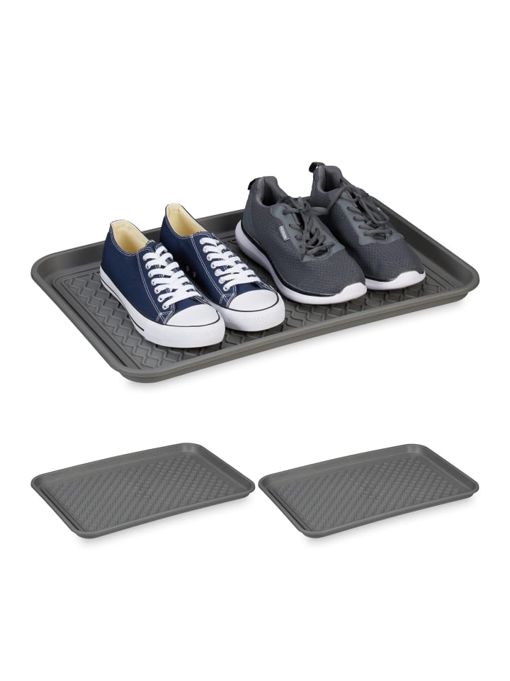 relaxdays 3 x Schuhabtropfschale in Grau - (B)60 x (H)3 x (T)40 cm günstig kaufen onesize