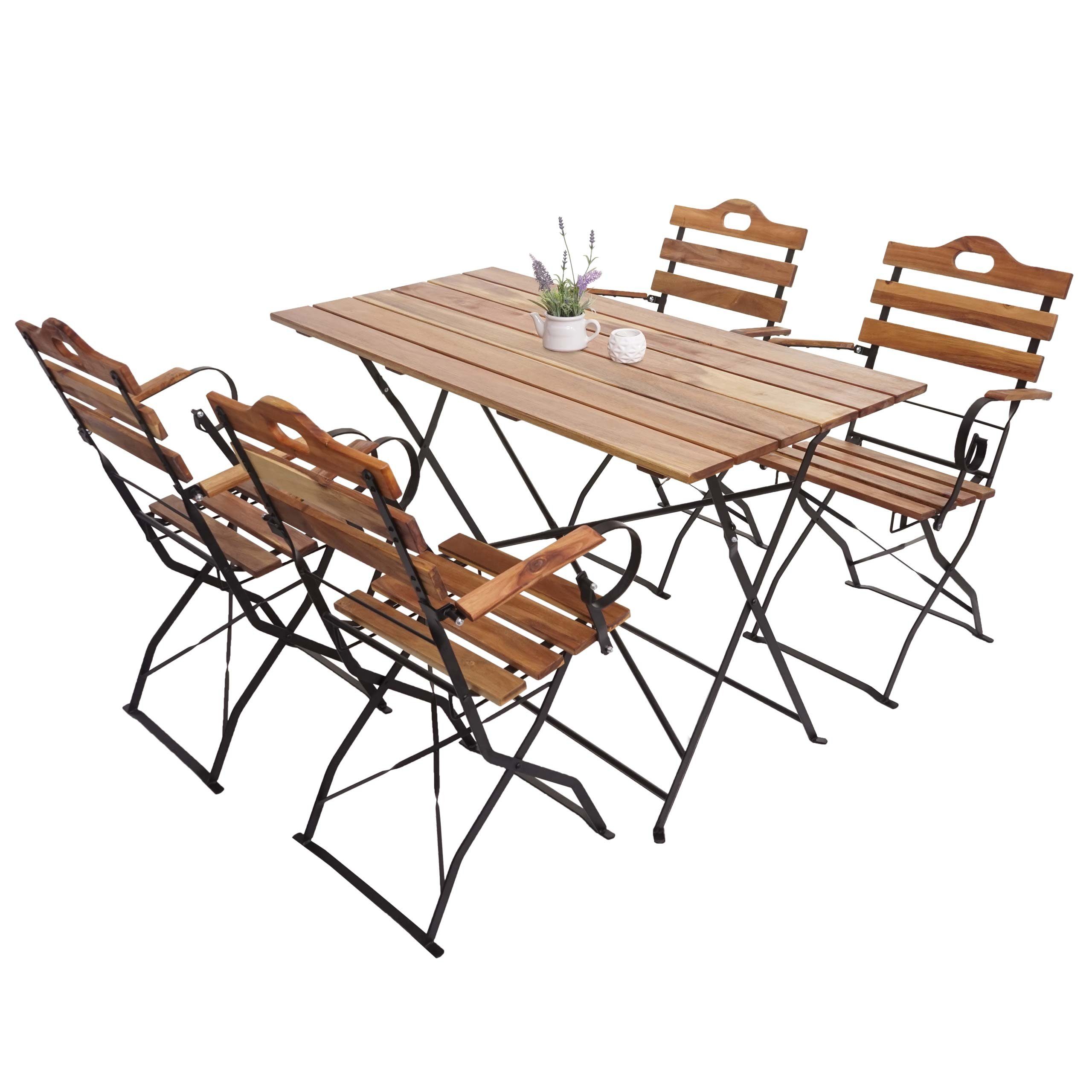 MCW Bierzeltgarnitur MCW-J40-Set, (5-tlg), Garten, Gastroqualität, Zusammenklappbar