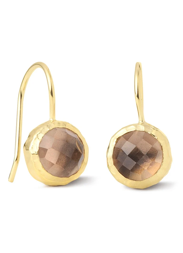 Pozlátené visacie náušnice Casa Jewelry Amalfi s dymovým kremeňom