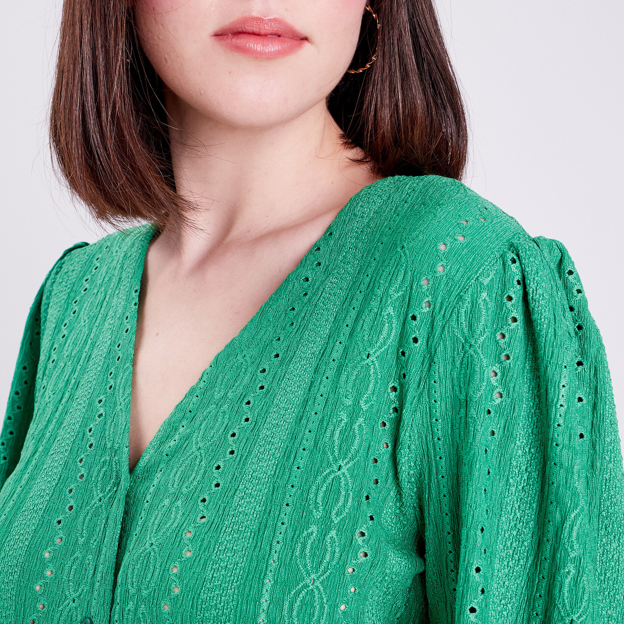 T-shirt manches longues vert femme | Cache Cache
