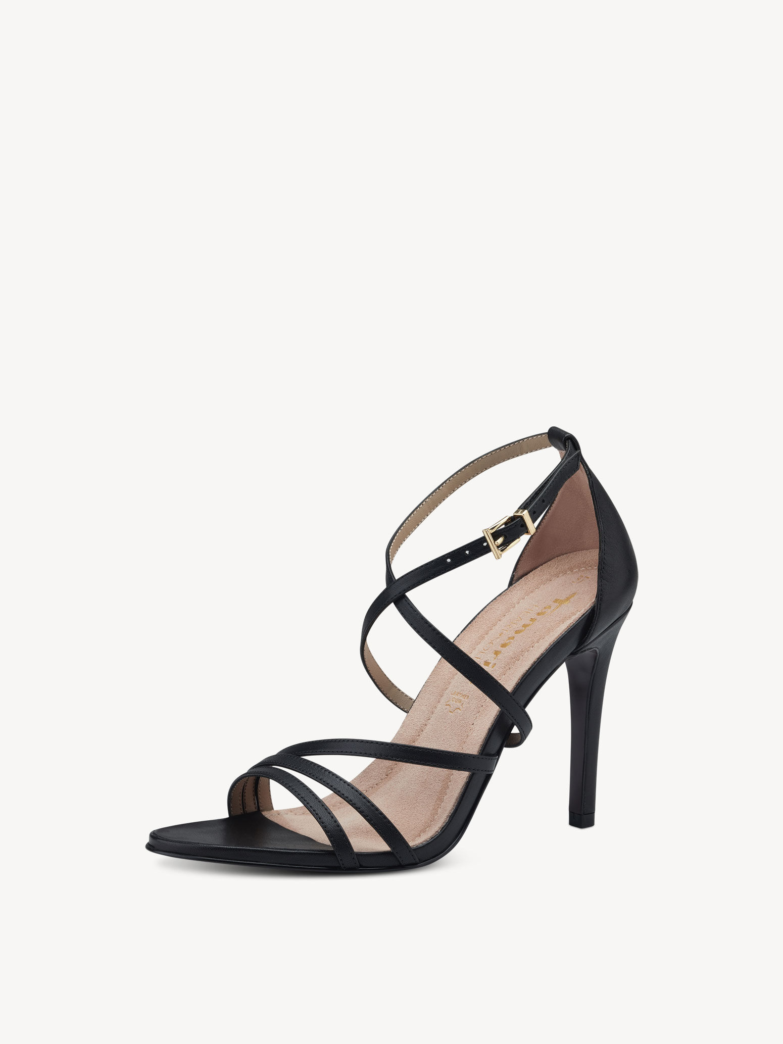 Sandale à talon en cuir - noir