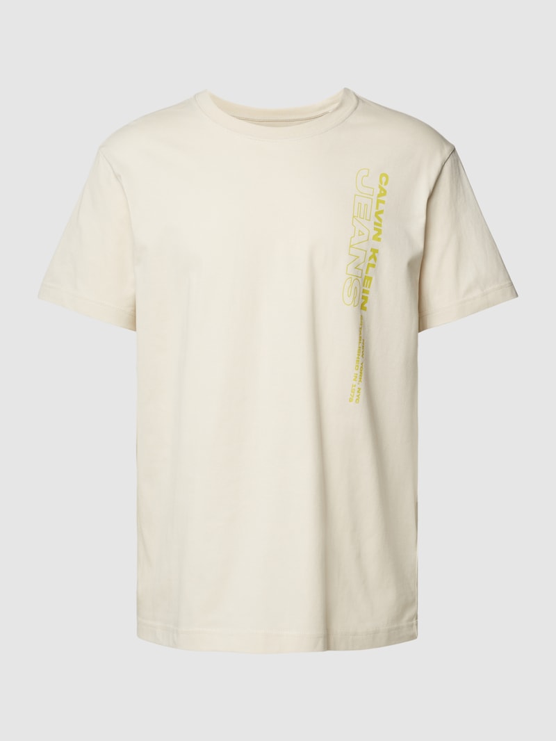 T-Shirt mit Label-Print in beige