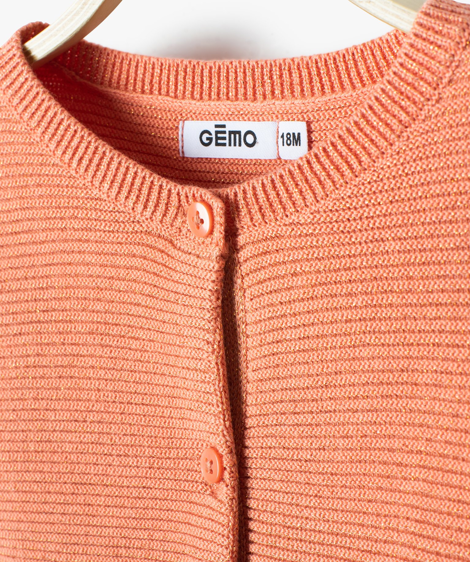 Gilet bébé fille à col rond en maille pailletée rose | GEMO