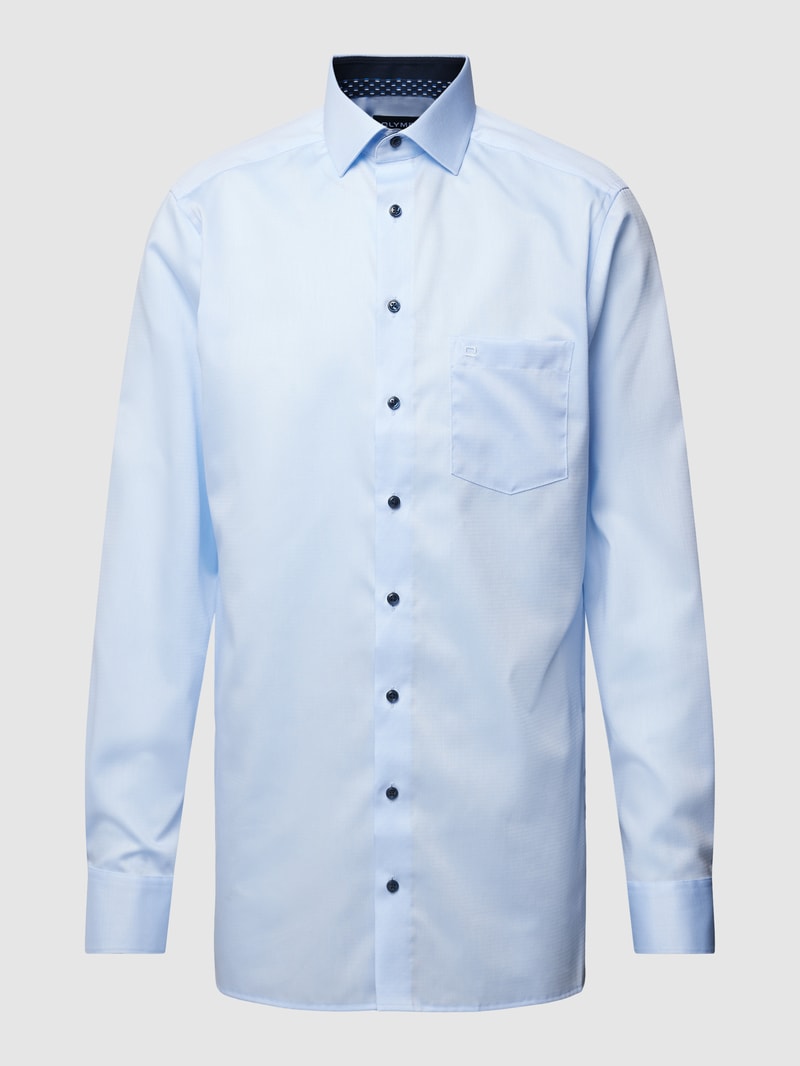 Modern Fit Business-Hemd mit Knopfleiste Modell 'Global' in bleu