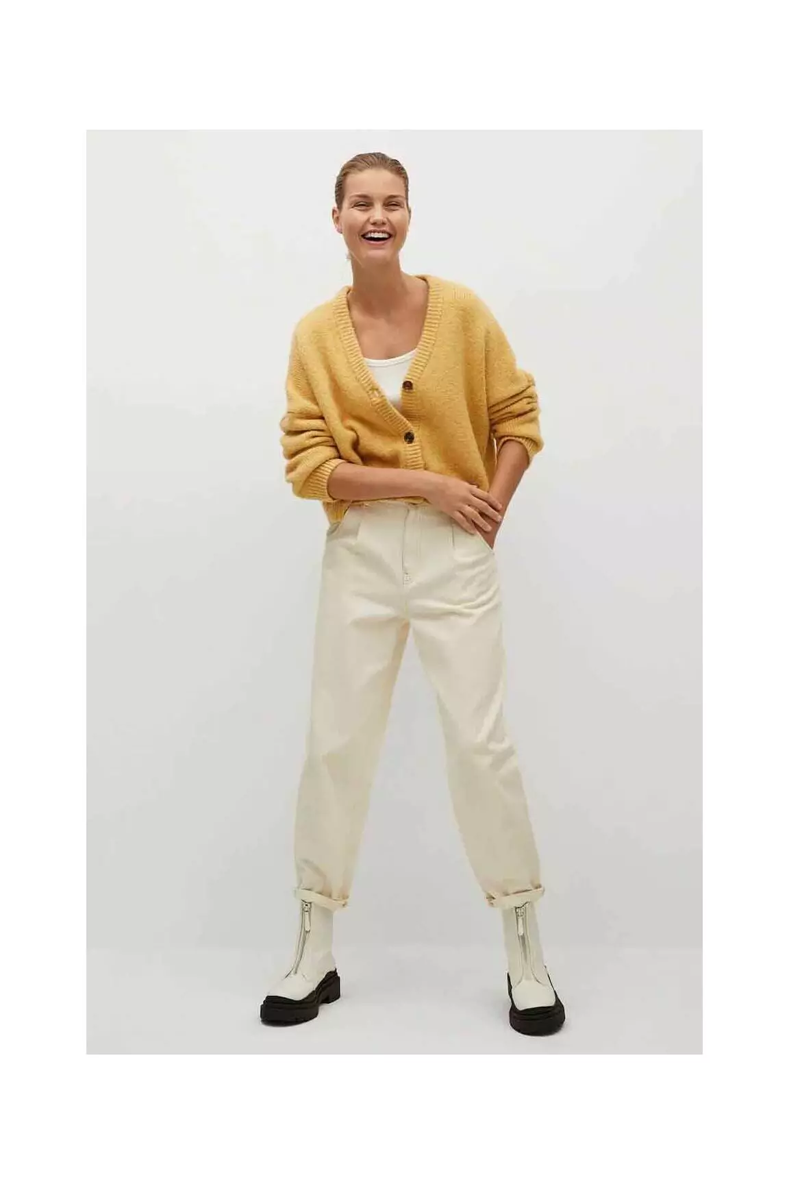 Mango Cardigans Femme couleur jaune