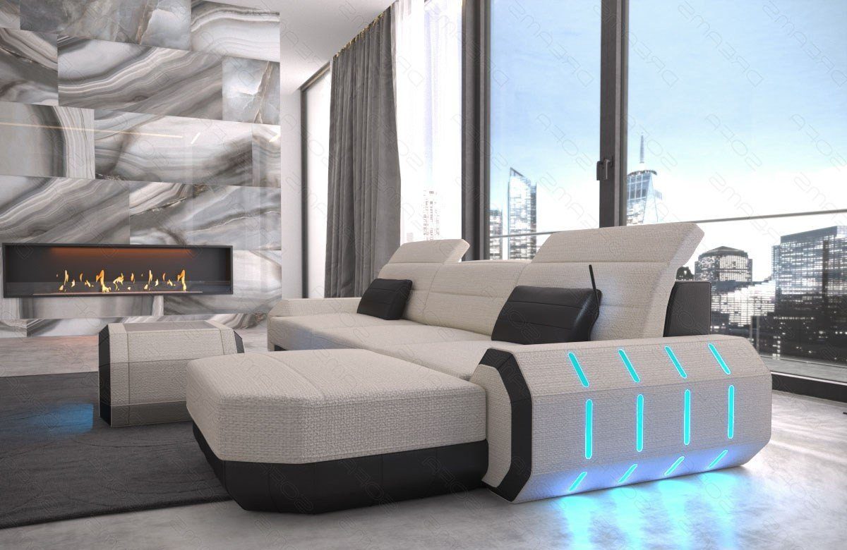 Sofa Dreams Ecksofa Designer Polster Stoff Sofa Roma L Form H Strukturstoff Stoffsofa, Couch wahlweise mit Bettfunktion