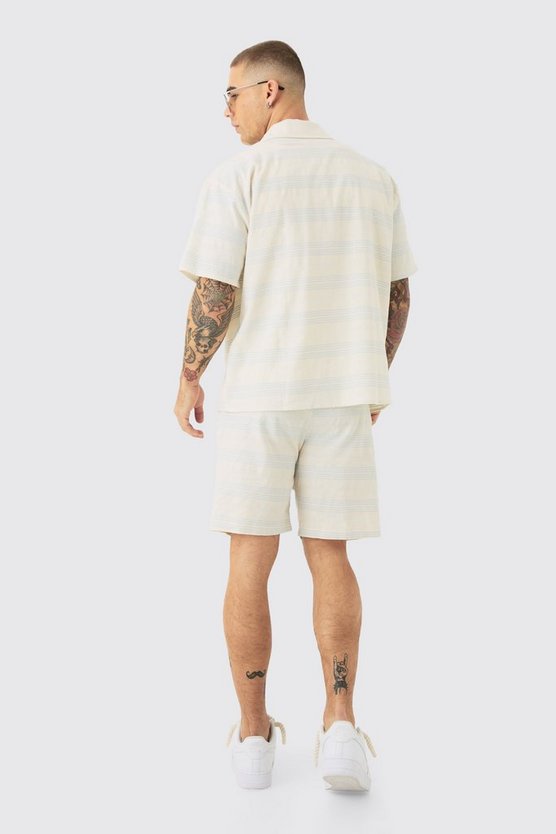 Boxy Short Sleeve Open Weave Shirt & Short Set