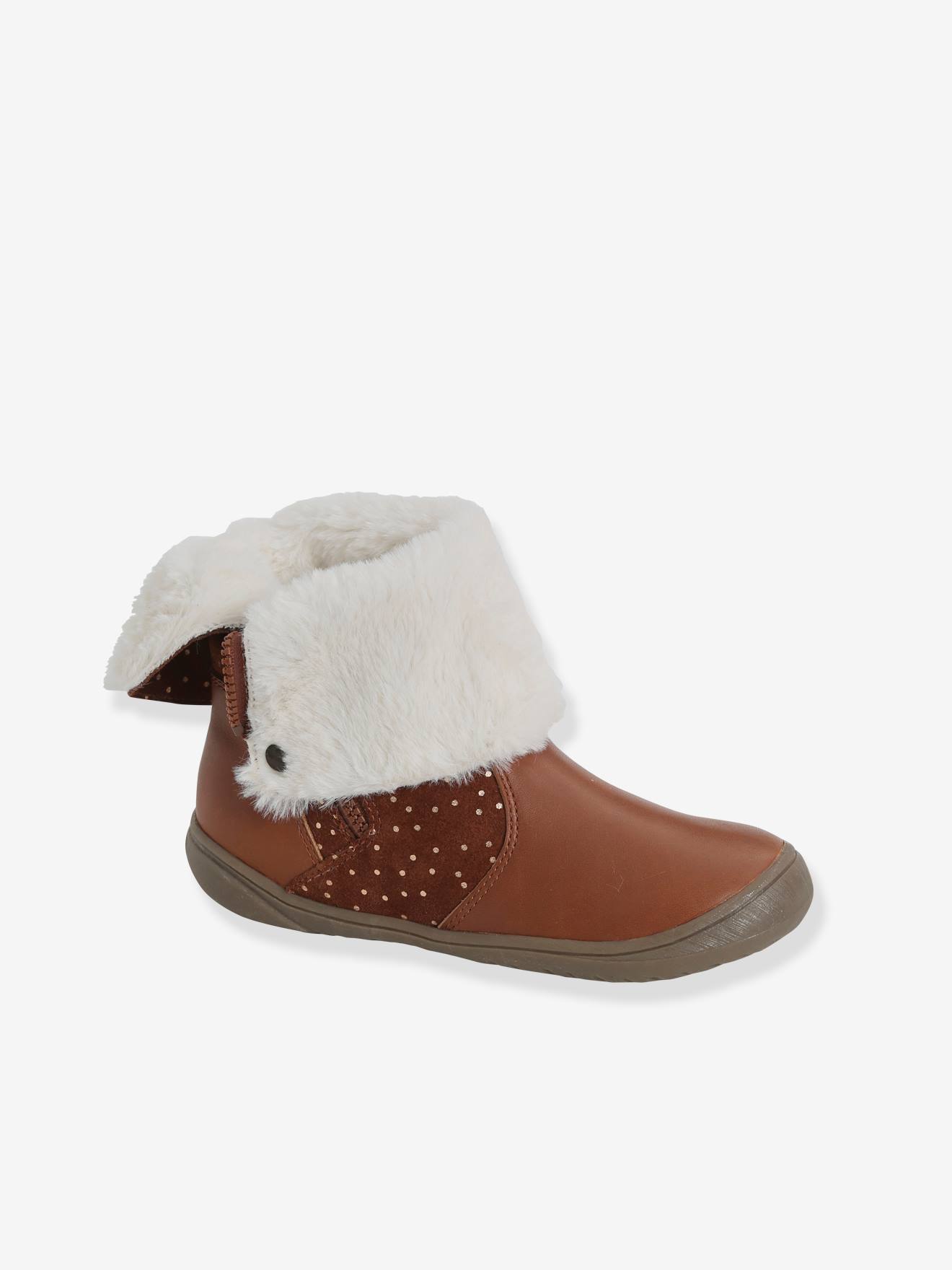 Mi-bottes cuir fille marron