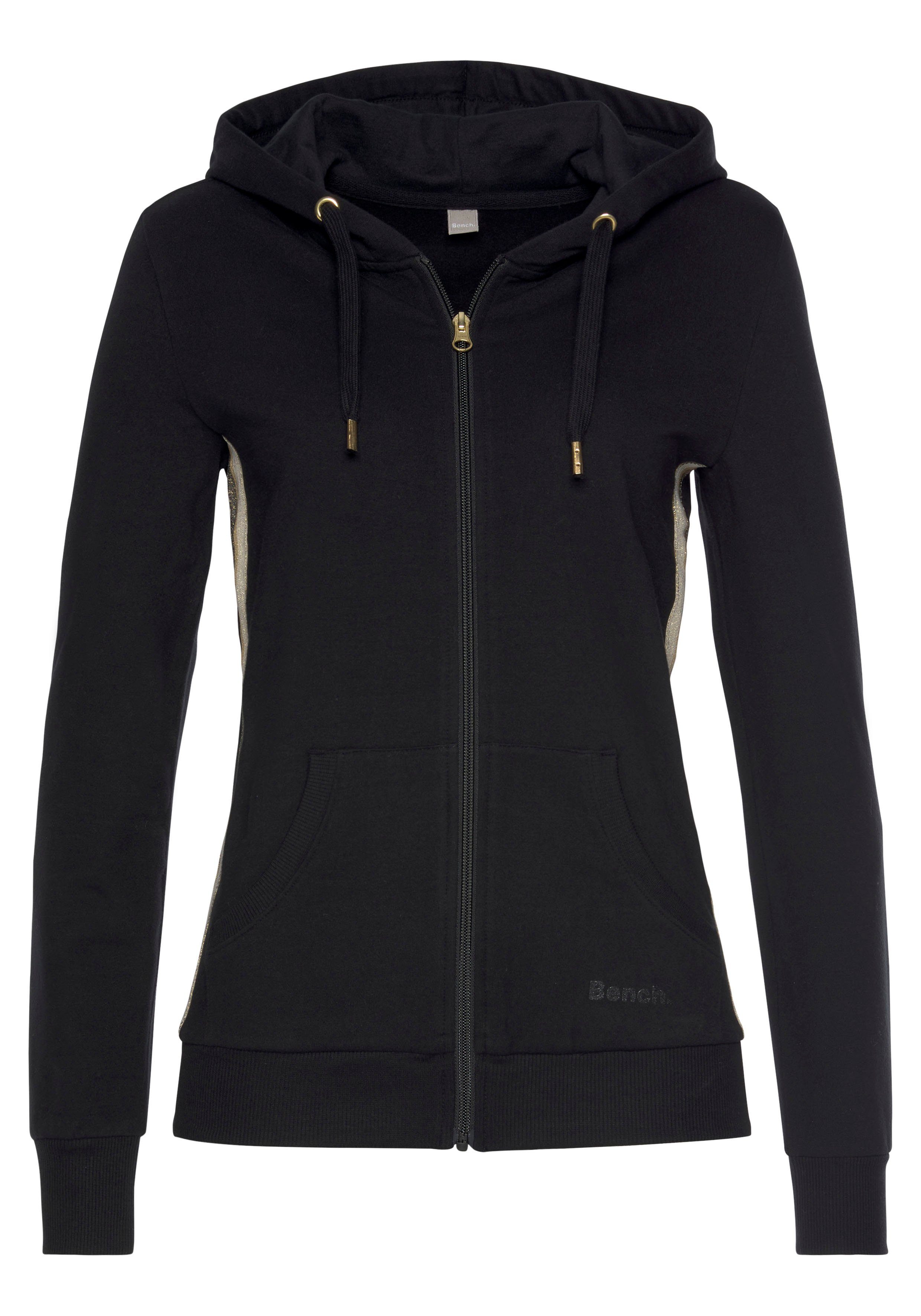 Bench. Loungewear Kapuzensweatjacke mit Glitzer Streifen, Loungeanzug