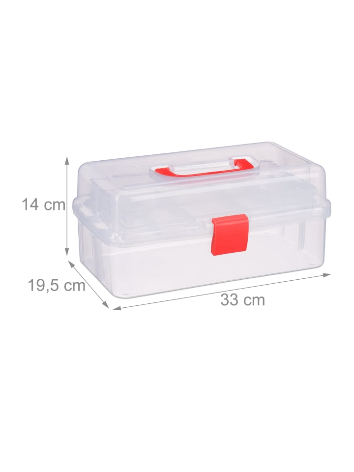 relaxdays Aufbewahrungsbox in Transparent/ Rot - (B)33 x (H)14 x (T)19,5 cm günstig kaufen onesize
