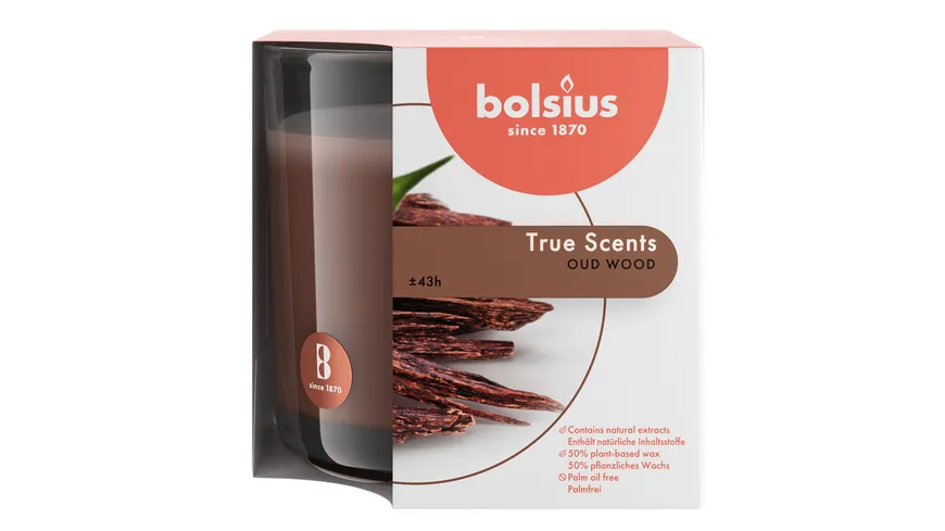 bolsius Duftglas groß True Scents Oud Wood