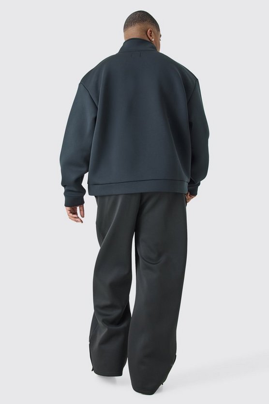 Plus kastiges Oversize Scuba-Sweatshirt mit Reißverschluss
