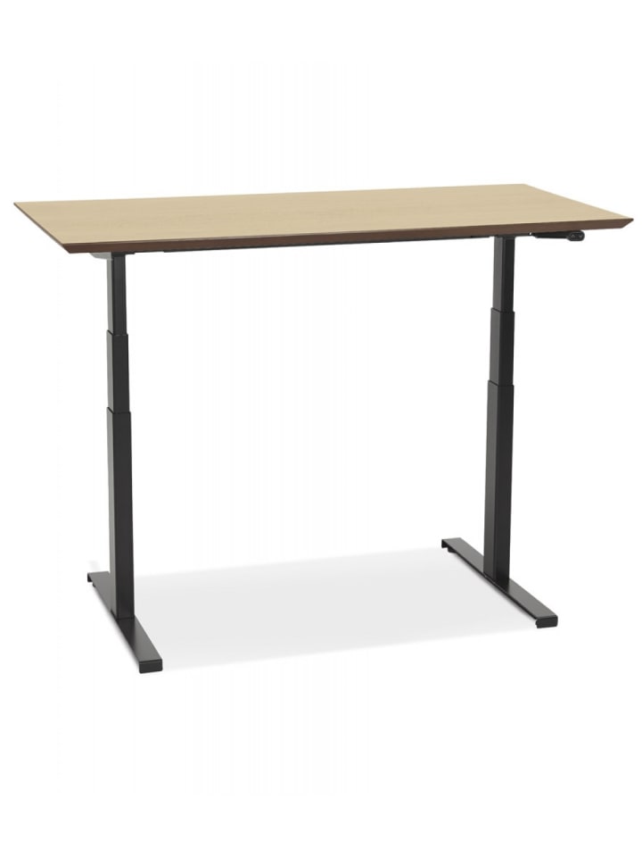 KADIMA DESIGN Elektrischer Sitz-Steh-Schreibtisch aus Holz Metall | Modern in Beige-Schwarz günstig kaufen